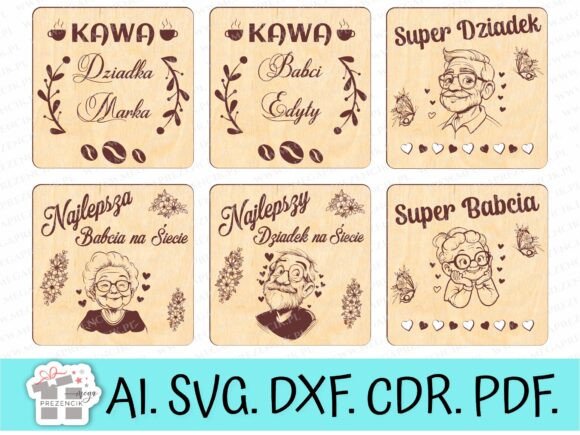 Cup Coasters for Grandma and Grandpa SVG