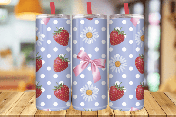 Cute Strawberry Coquette Bow Daisy Embroidery
