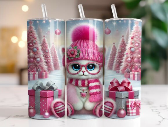 Cute Winter Kitty 20oz Christmas Tumbler