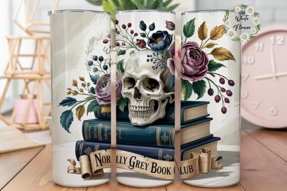 Gothic Rose Skull Book Club Tumbler Wrap