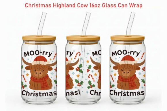 Highland Cow Xmas 16oz Glass Can Wrap Review