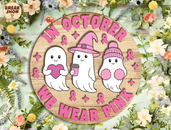 In October We Wear Pink Door Hanger SVG