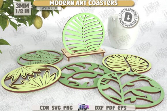 Modern Drink Coasters Laser Cut Set CNC Review