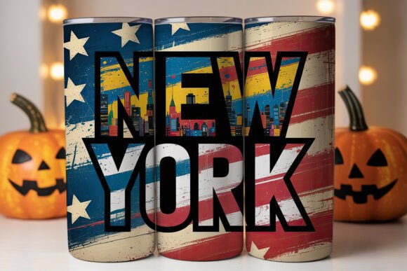 New York USA Flag Grunge Tumbler Wrap